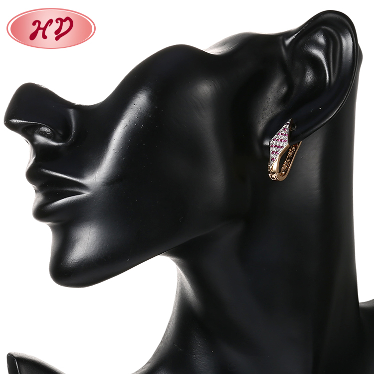 Women Costume Imitation Fashion 14K 18K Gold Plated Jewelry with CZ Pearl Hoop Huggie Earring