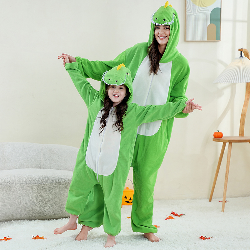 Warm Fleece Bodysuit for Home Family New Childrens Adult Performance Costumes Cross Border Loungewear Set Family Loungewear