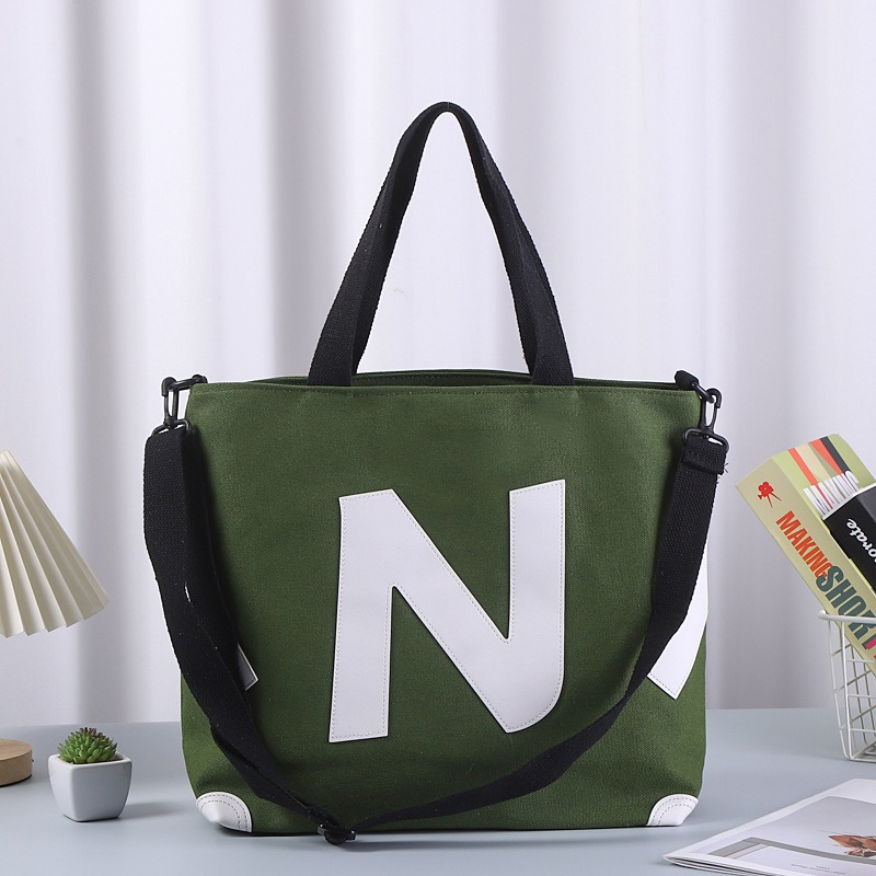 Women's Korean Relaxed Trend Canvas Handbag Exclusive Simple Design Large Capacity Single Shoulder Tote