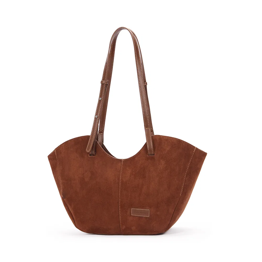 Stylish, Simple, High-Volume, Vintage Single-Shoulder Suede Underarm Tote in Solid Color