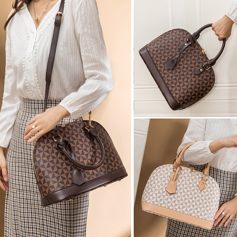 Vintage Floral Printing Shell Leather Bag Totes