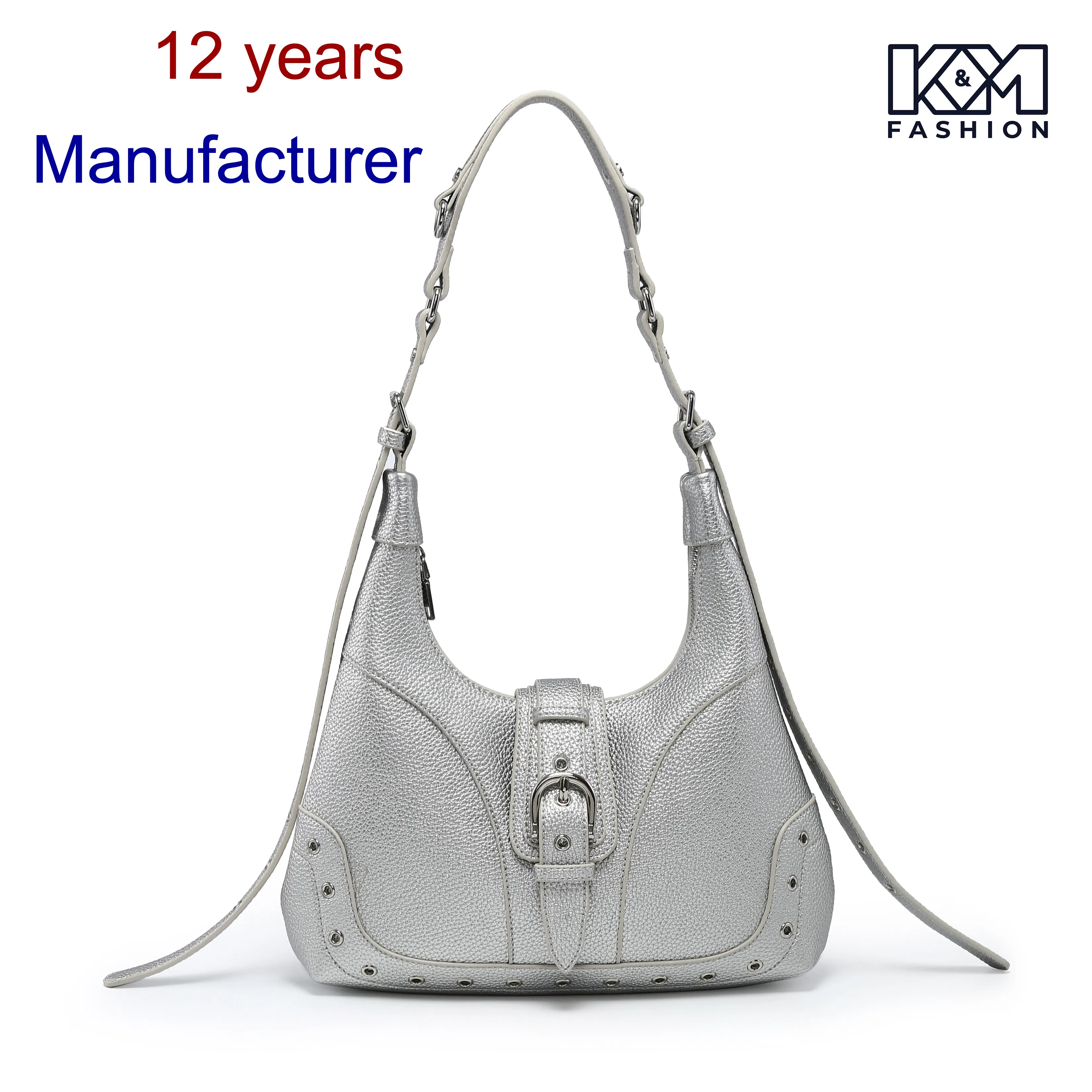 Chic Metallic Hobo Tote Bag with Eyelet Design for Fashion Lovers