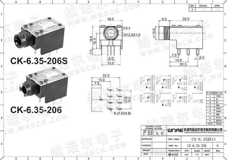 CK-6.35-206 Audio Connector