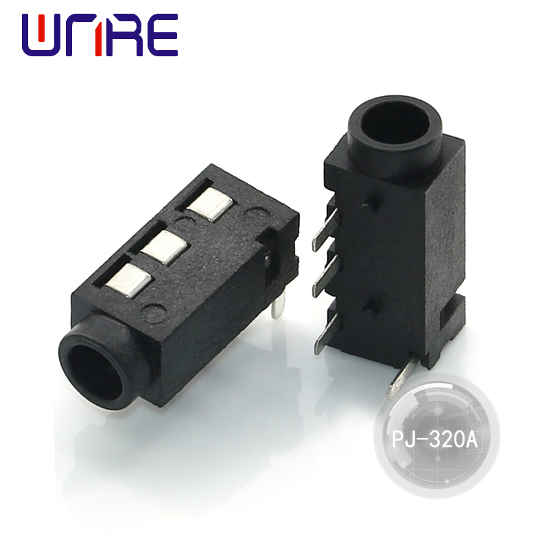 China PJ-320A Headphone socket, Black, 4 pins, small, practical Manufacturer, Manufacturers
