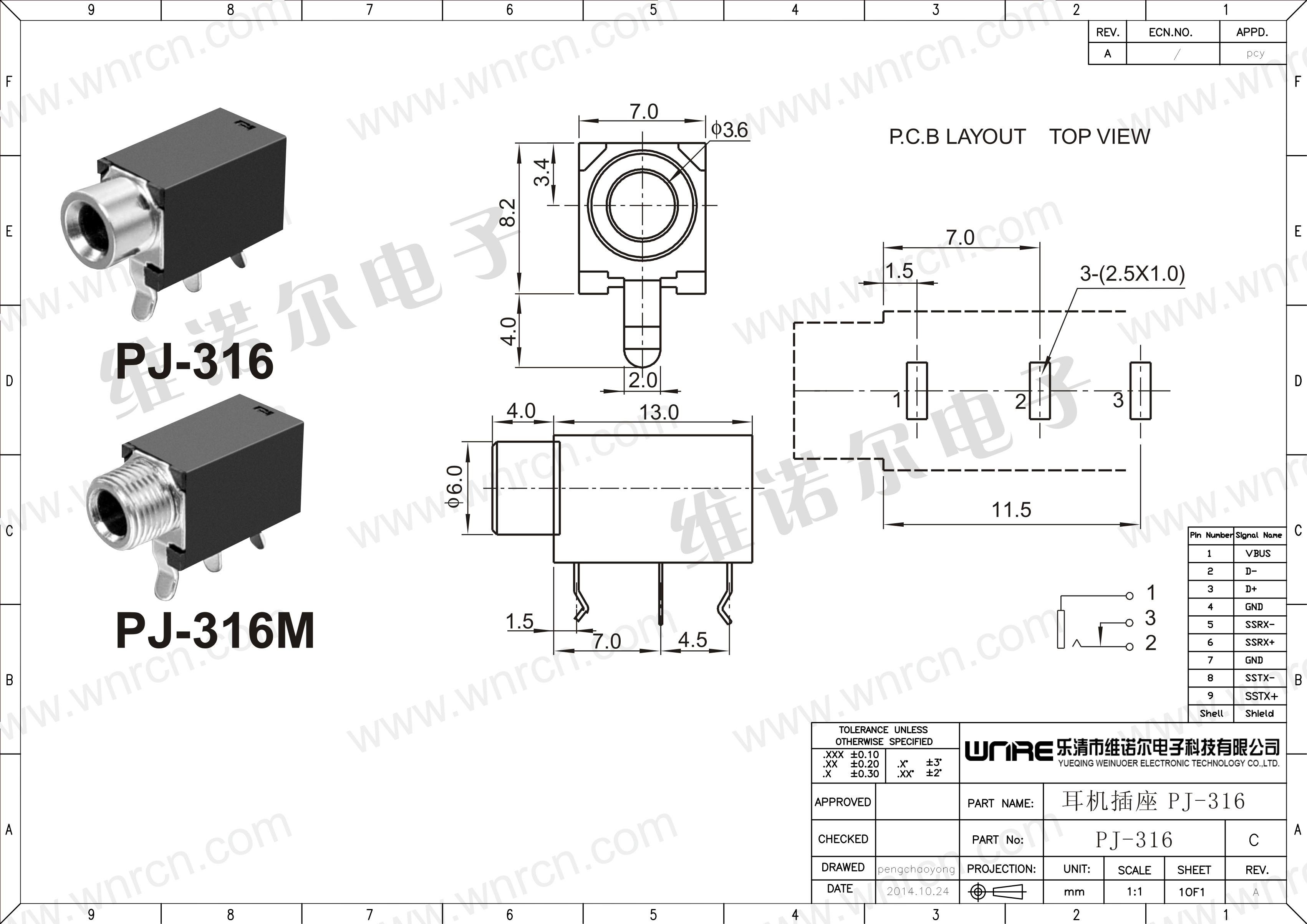 PJ-316 Headphone Socket View 1