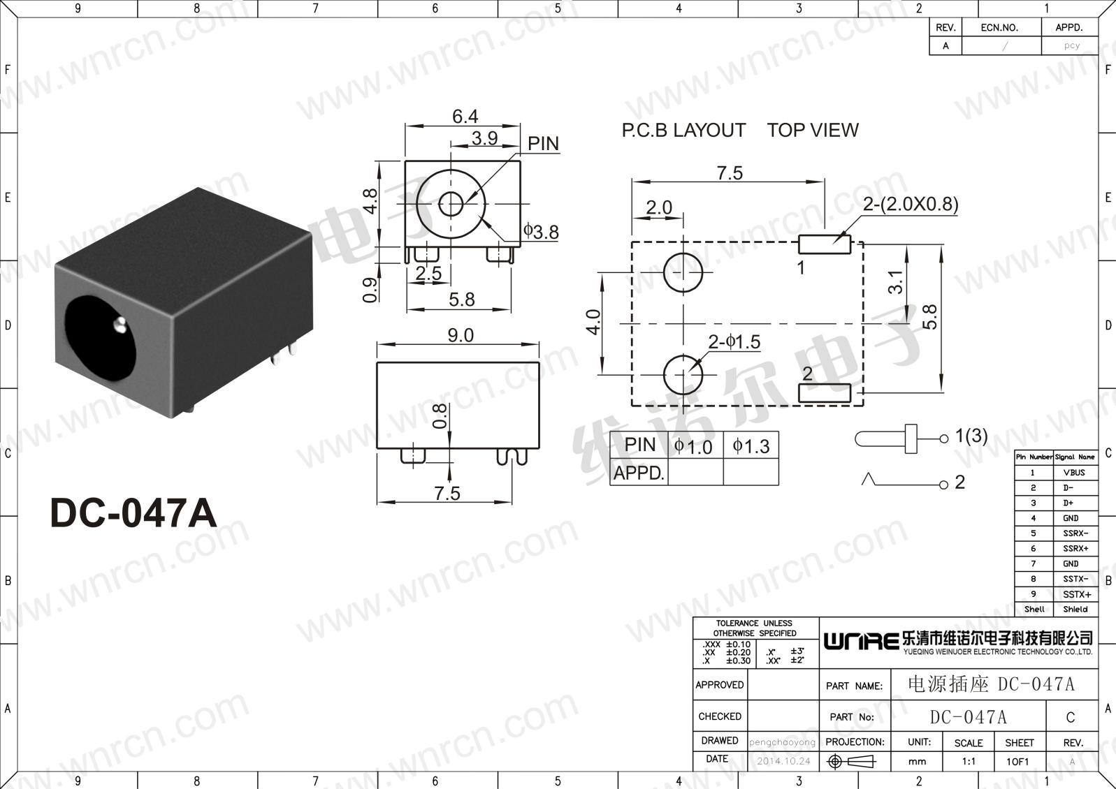 DC-047A Power Socket Product Image 1