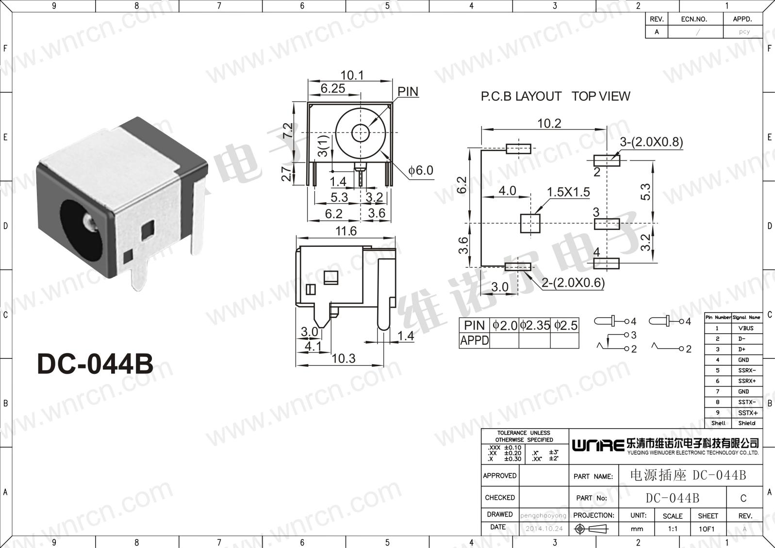 DC-044B Power Socket View 1
