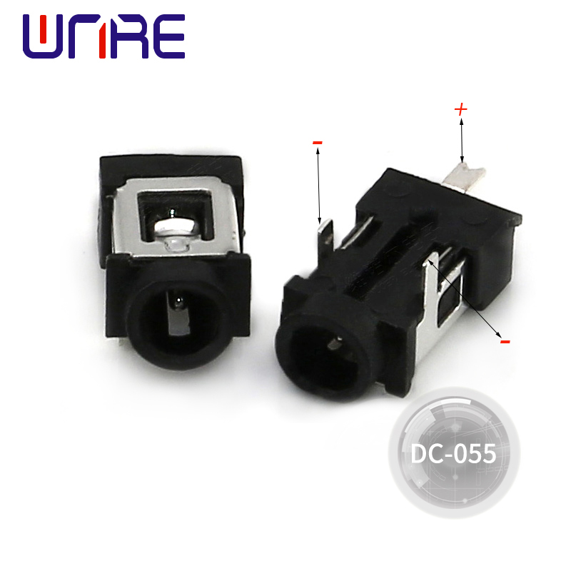 China Dc-055 DC Power socket Black Three-pin Manufacturer, Factory