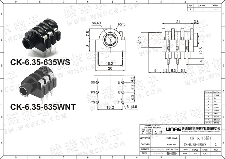 CK-6.35-635WS Audio Socket Product Image