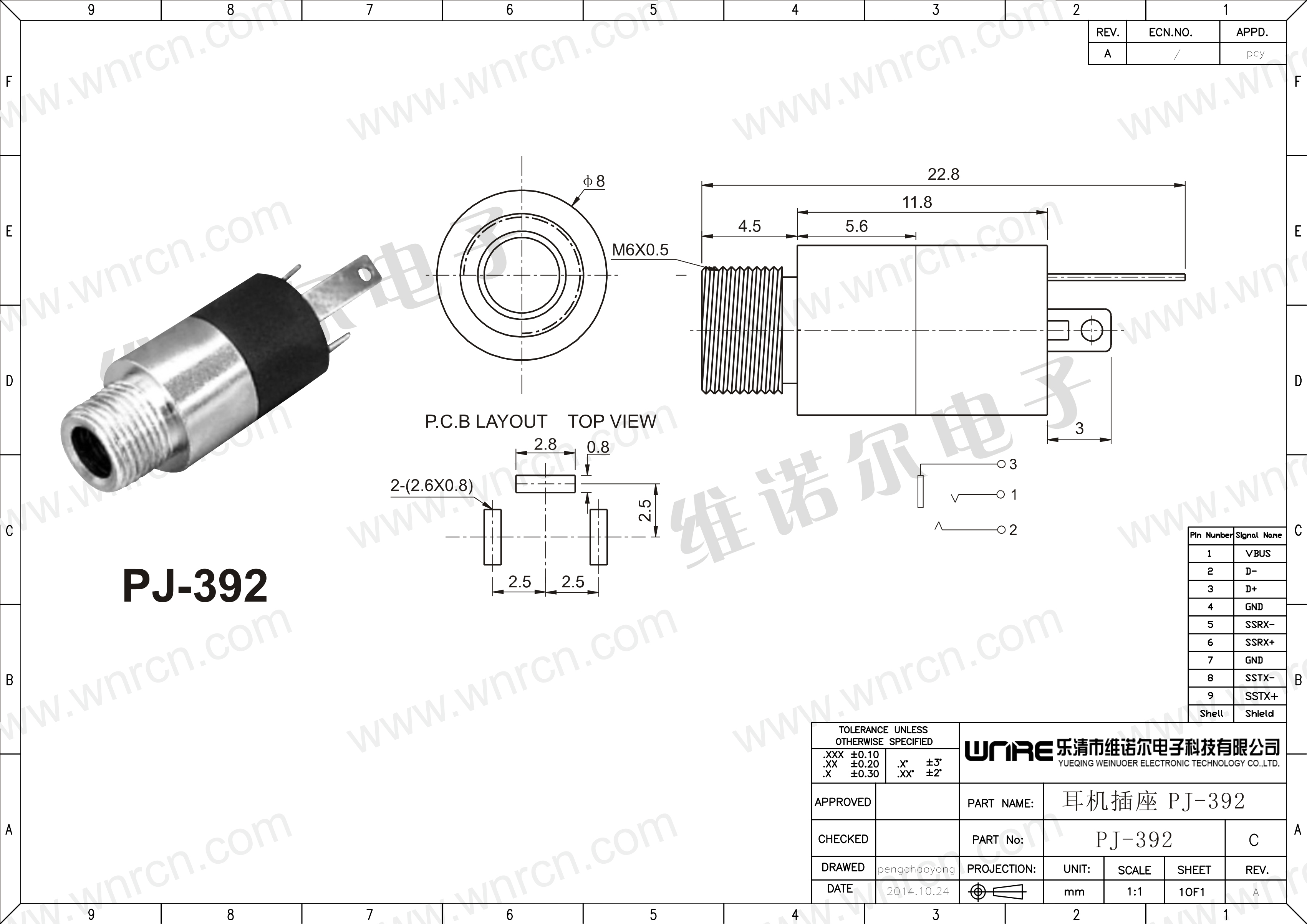 pj-392 headphone socket preview