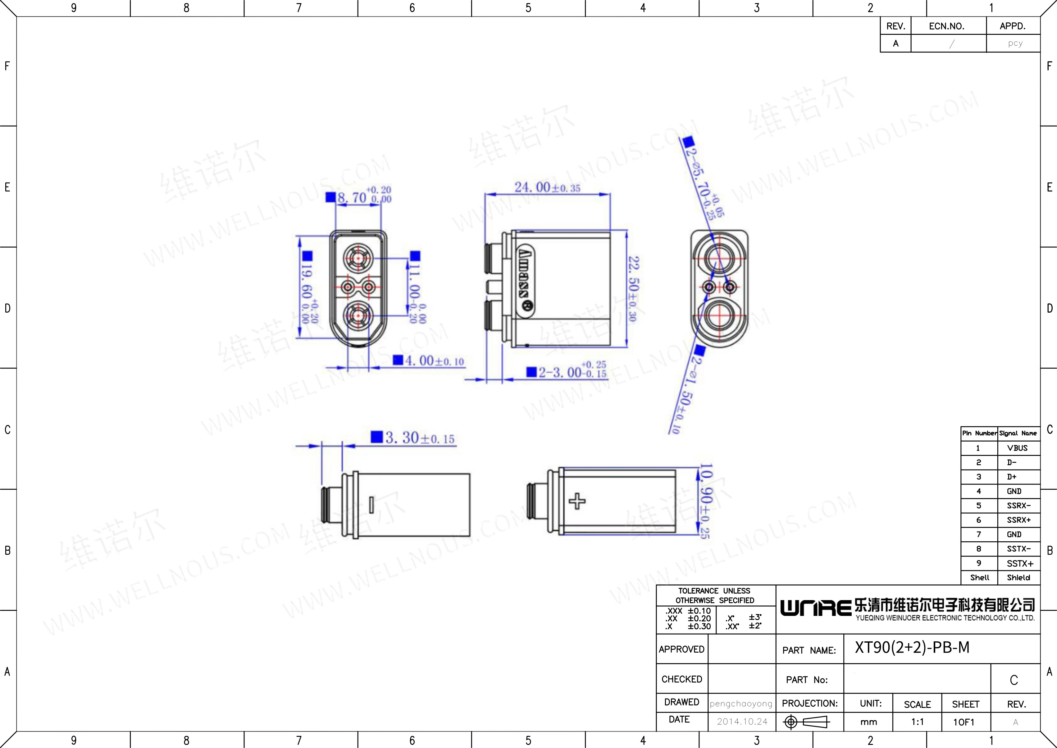 XT90(2+2)-PB-M Connector