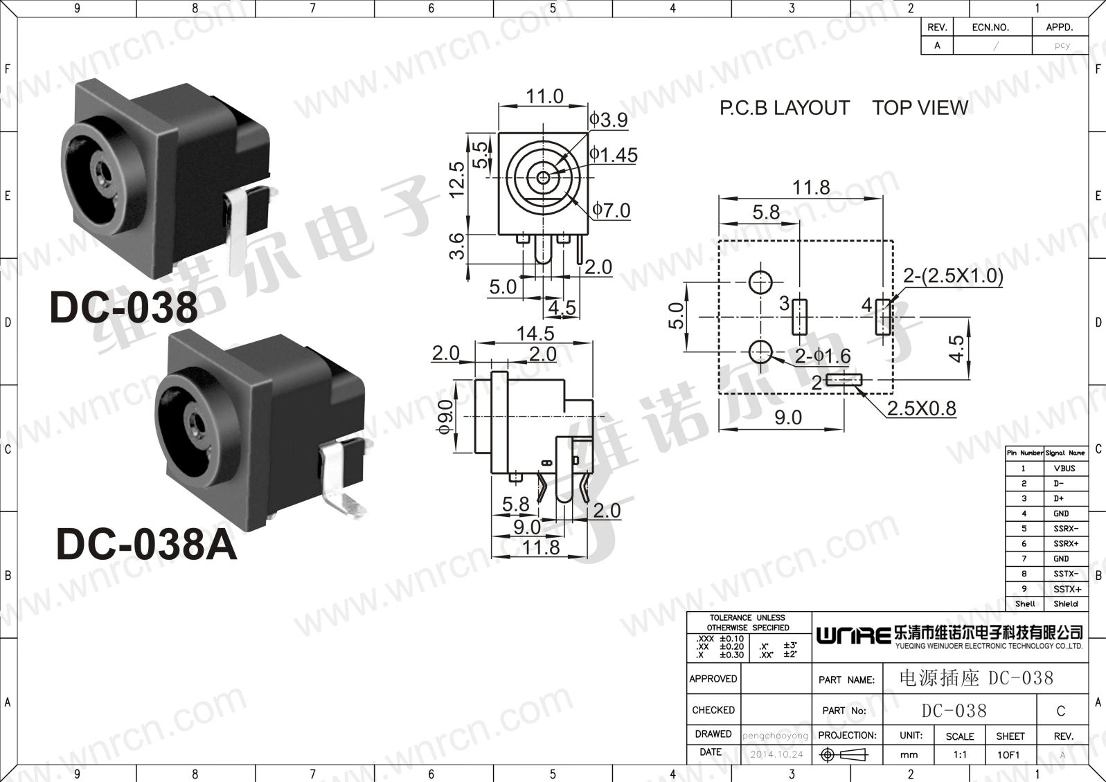DC-038A Power Socket View 1