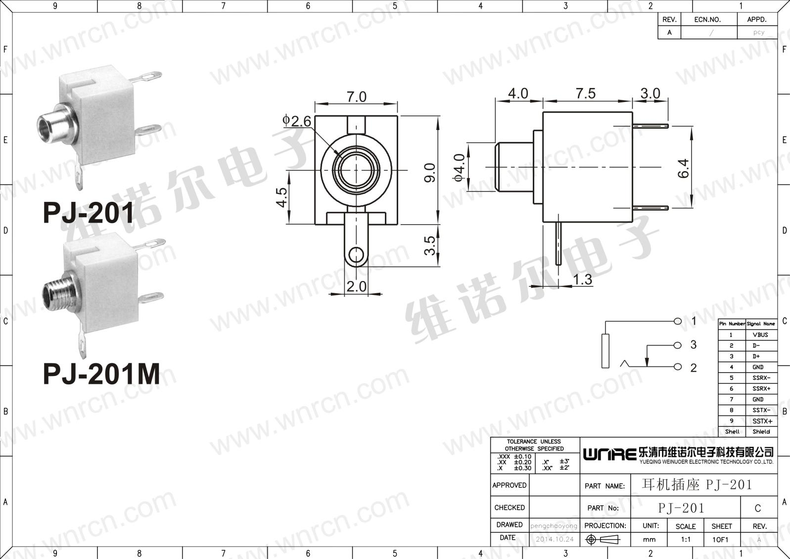 PJ-201 Headphone Socket View 1