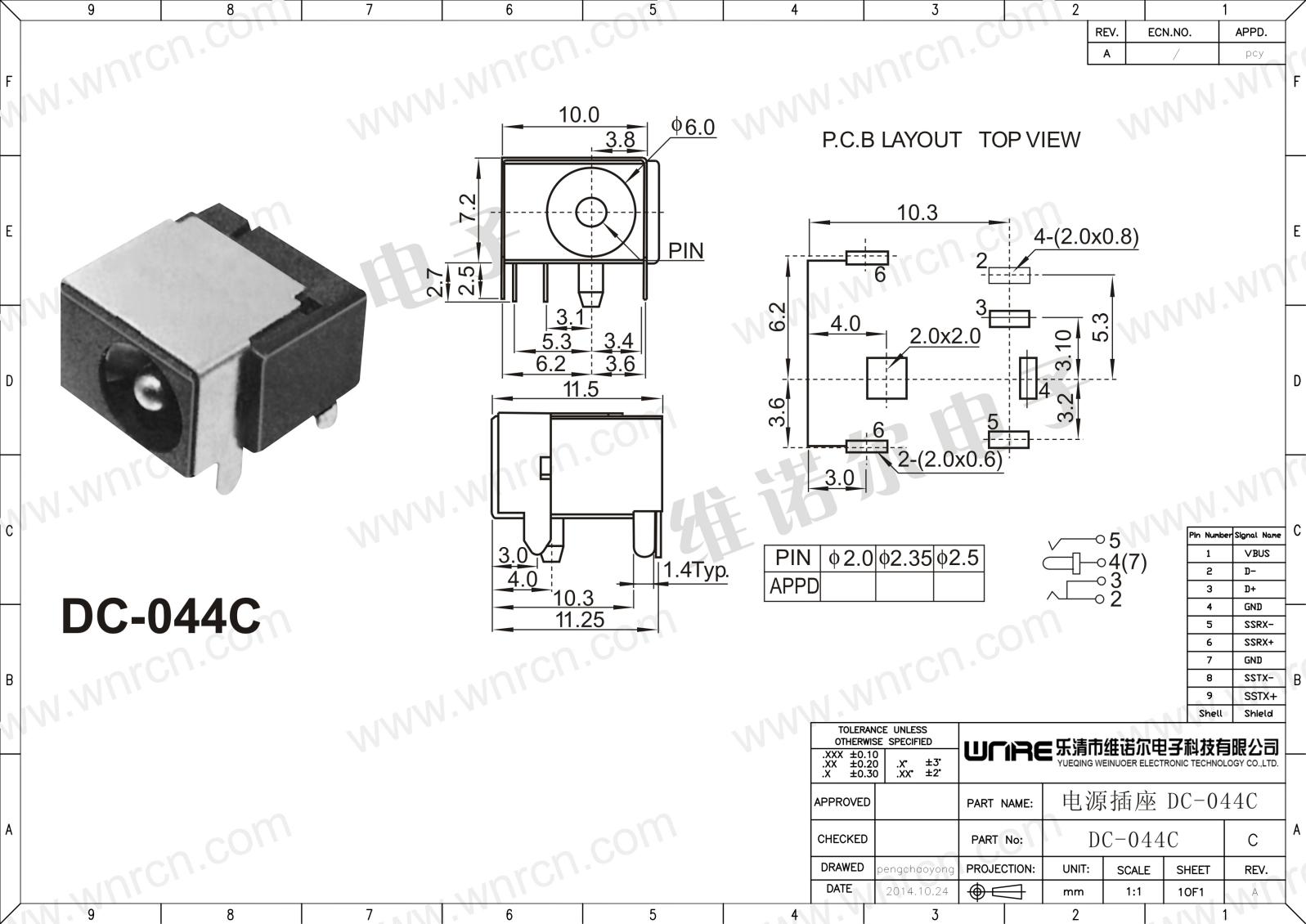 DC-044C Power Socket Details
