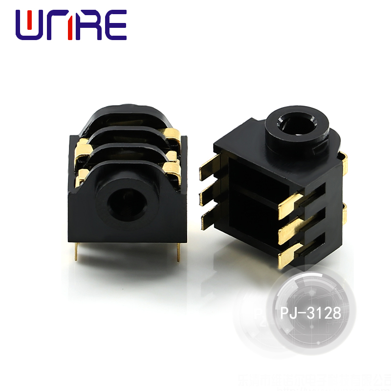 China PJ-3128 Headphone Socket, Black, six pin, Gold plated Manufacturer, Factory