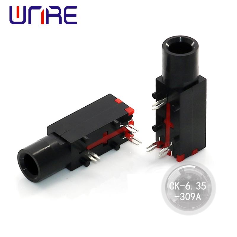 OEM CK-6.35-309A Headphone Socket, Audio port, Black and Red, 3 pin Factories, Company