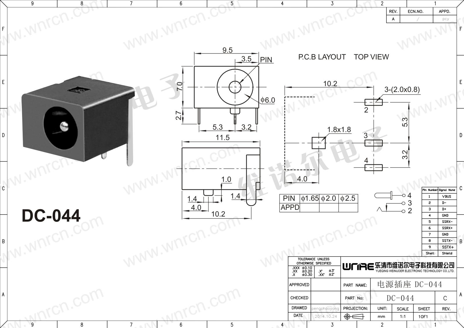 DC-044 power socket view 1