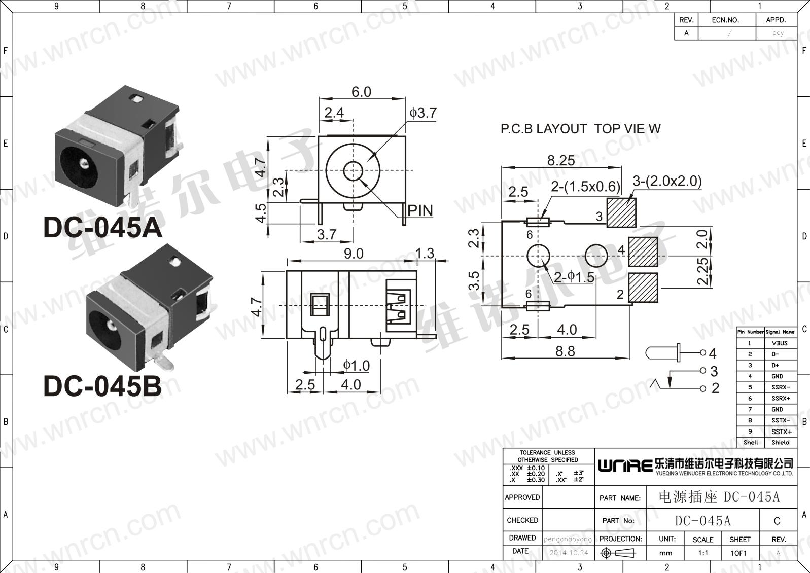 DC-045A Power Outlet View 1