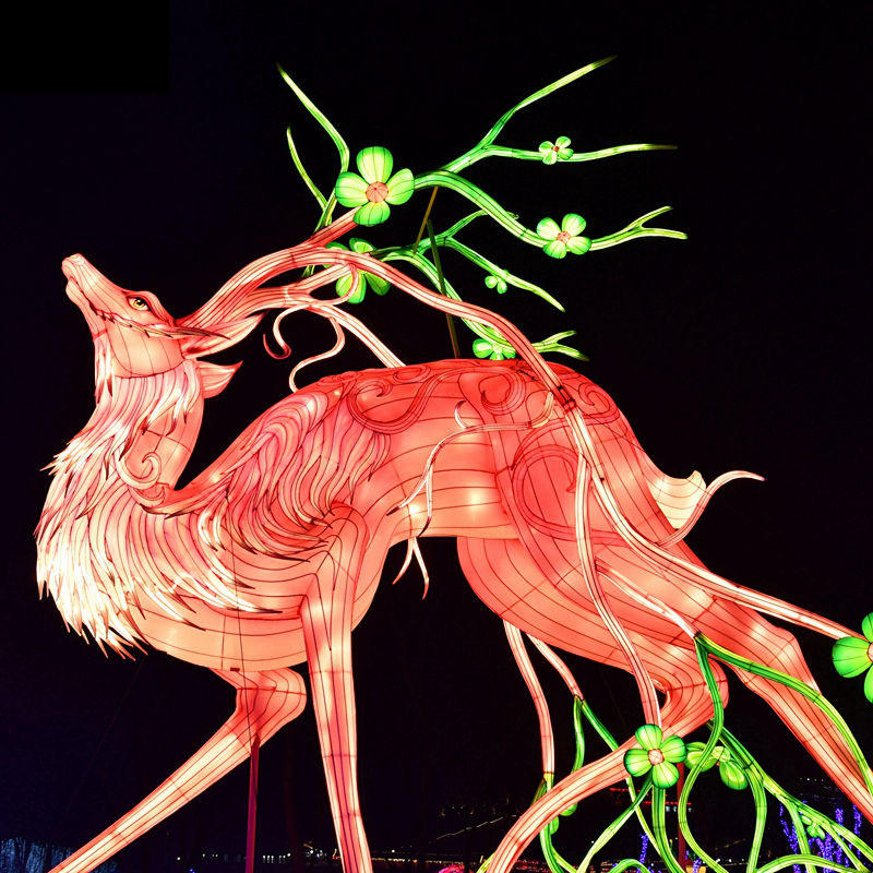 Chinese Motif Light Manufacturer Custom Festival Decoration Cartoon Theme Silk LED Animal Lanterns