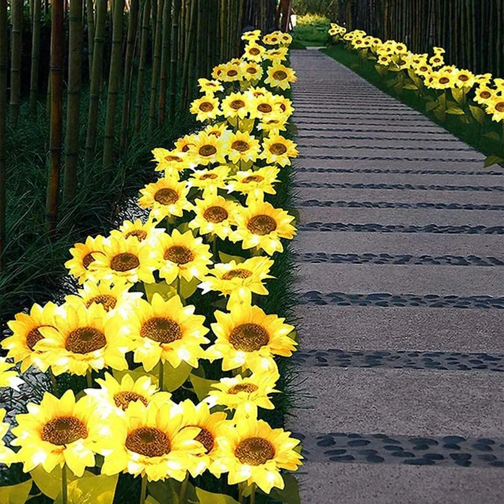 Solar Sunflower Garden Light Outdoor Waterproof Stake Light for Pathway Yard Landscape Lighting