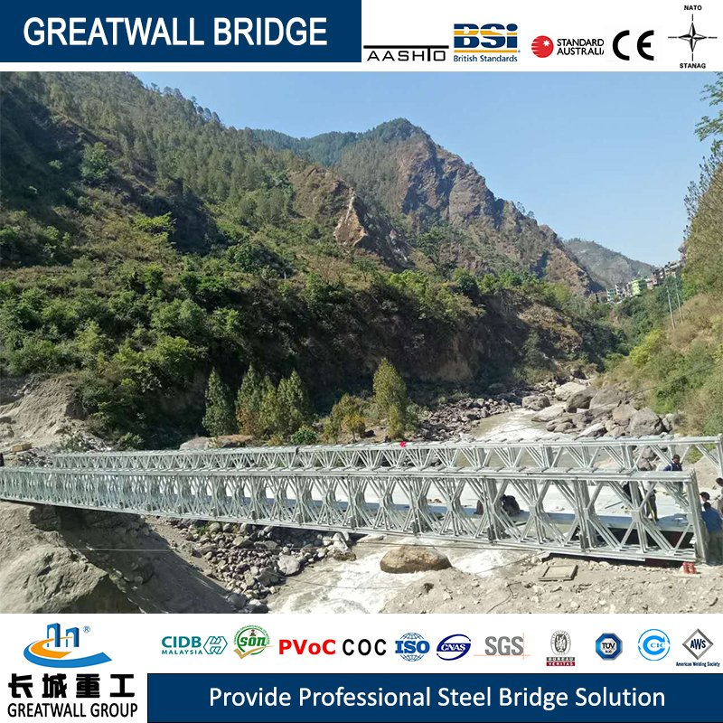 High Seismic Resistance Steel Structure Compact Bailey Temporary Bridge China Supplier