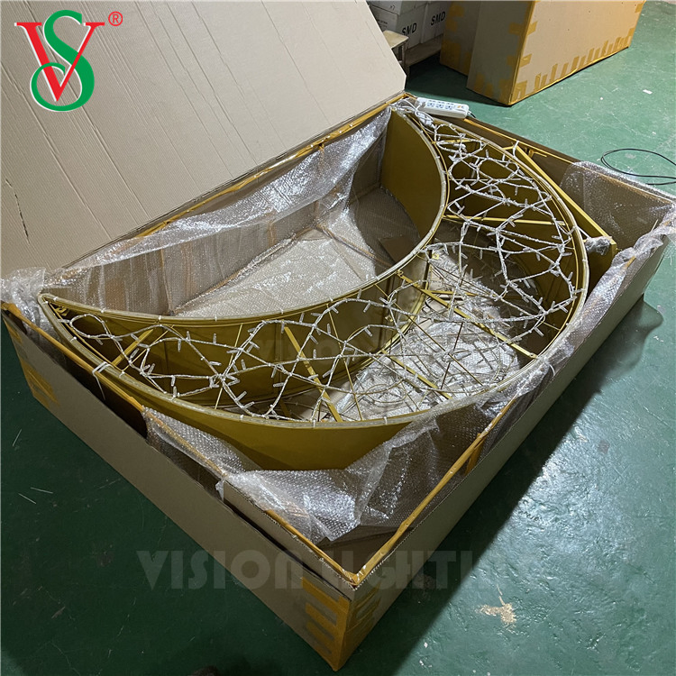 3D Ramadan Crescent Moon Star Lights for Shopping Mall Decorations