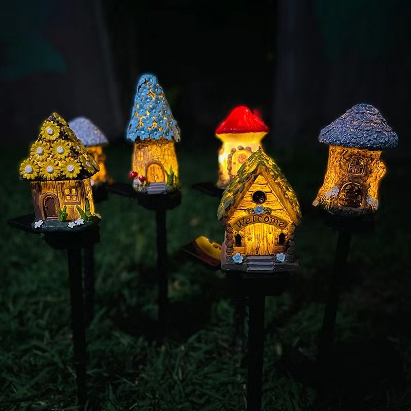 Solar-Powered Resin Garden Stake Lights Outdoor Decorative Lawn Lamps for Yard Pathway Landscape Ambiance
