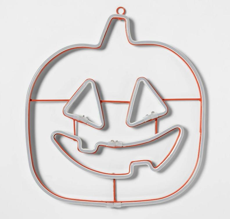 LED Neon Jack-O ′ -Lantern Halloween Pumpkins Orange and The Outline of Novel Light