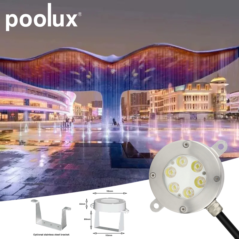 316 Stainless Steel 18W 27W 36W Outdoor Nozzles Motif Submersible IP68 Low Voltage 12V 24V RGB RGBW DMX Pool LED Underwater Fountain Ring Lights