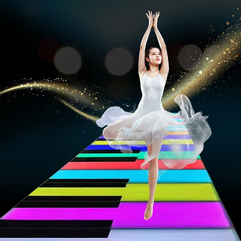 LED Piano Sensing Floor Tile Interactive Ground Network Stair Step Light Red Foot Floor Piano for Outdoor Amusement Equipment