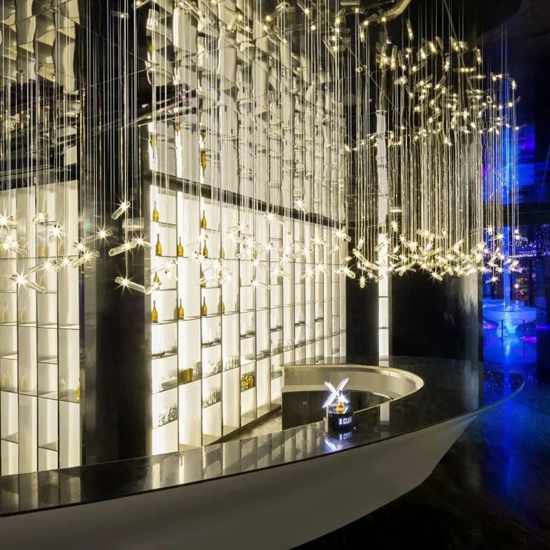 Modern Minimal Art Glass Chandelier Commercial Plaza Hotel Bar Large Big Engineering Chandelier Pendant Light