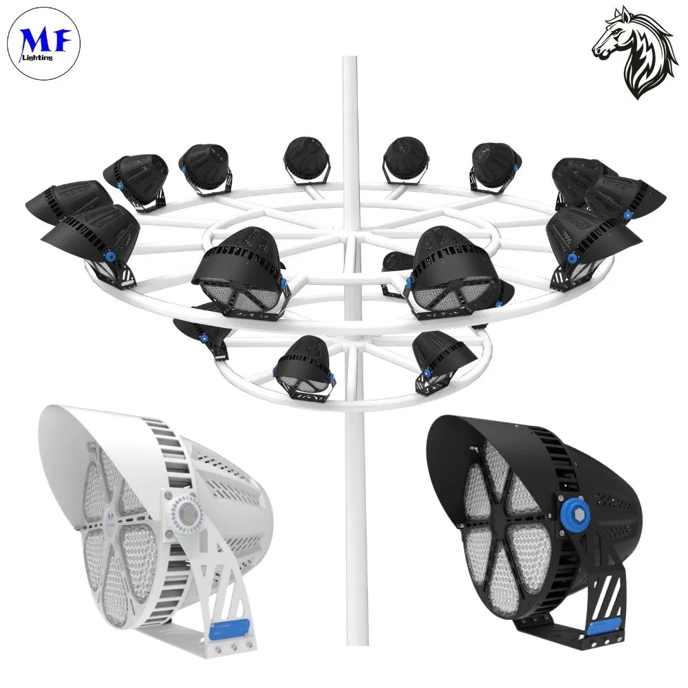1000W 1200W LED High Power Floodlight IP65 15-30m LED Luminaries Polygonal High Mast Light for Tennis Court Large Sports Venues Plaza and Commercial Area Light