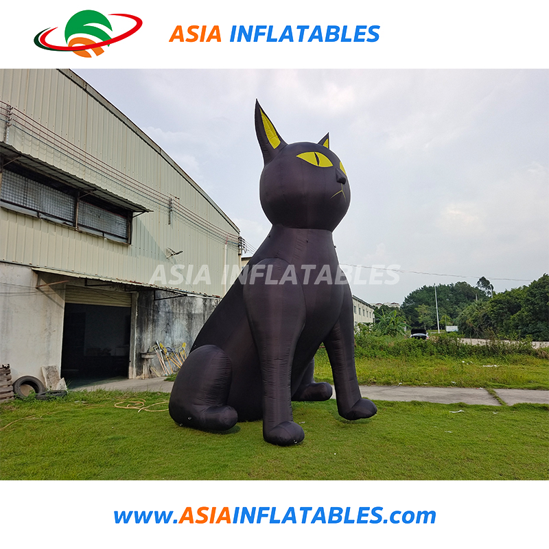 LED Lighting Inflatable Black Cat Model Inflatable Cat Animal for Halloween Decor