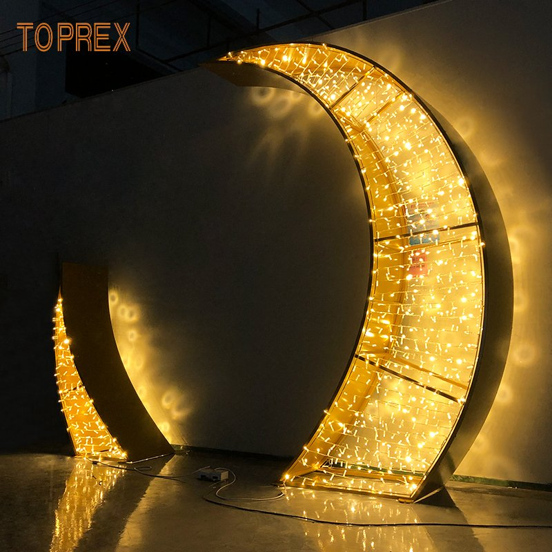 Toprex Ramadan Eid Muslim Crescent Shopping Mall LED Moon for Outdoor Decorations