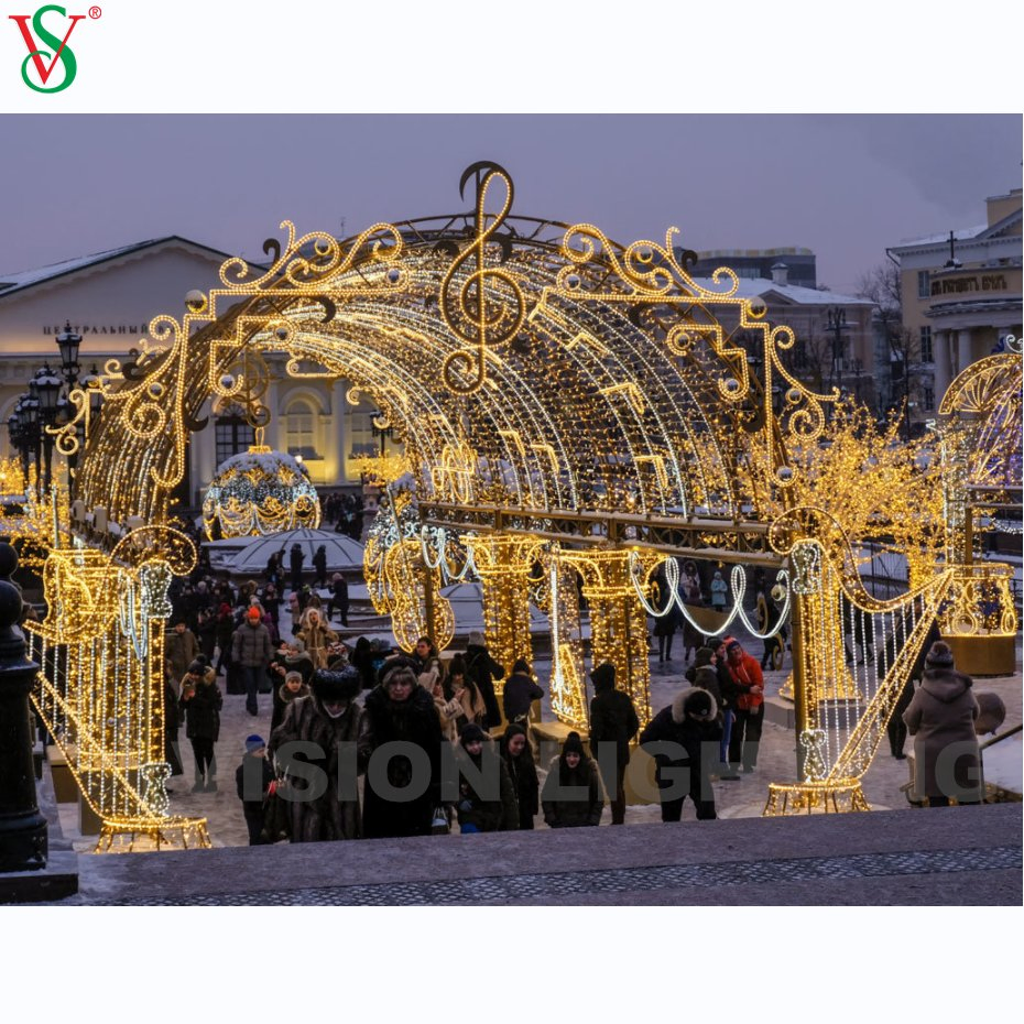 Waterproof Christmas Giant Arch Motif Decorations Lighting for Outdoor Plaza