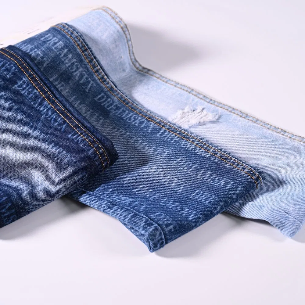 Indigo Finish Laser Laser-Engraved Patterned Denim Fabric for Custom Fashion Jeans