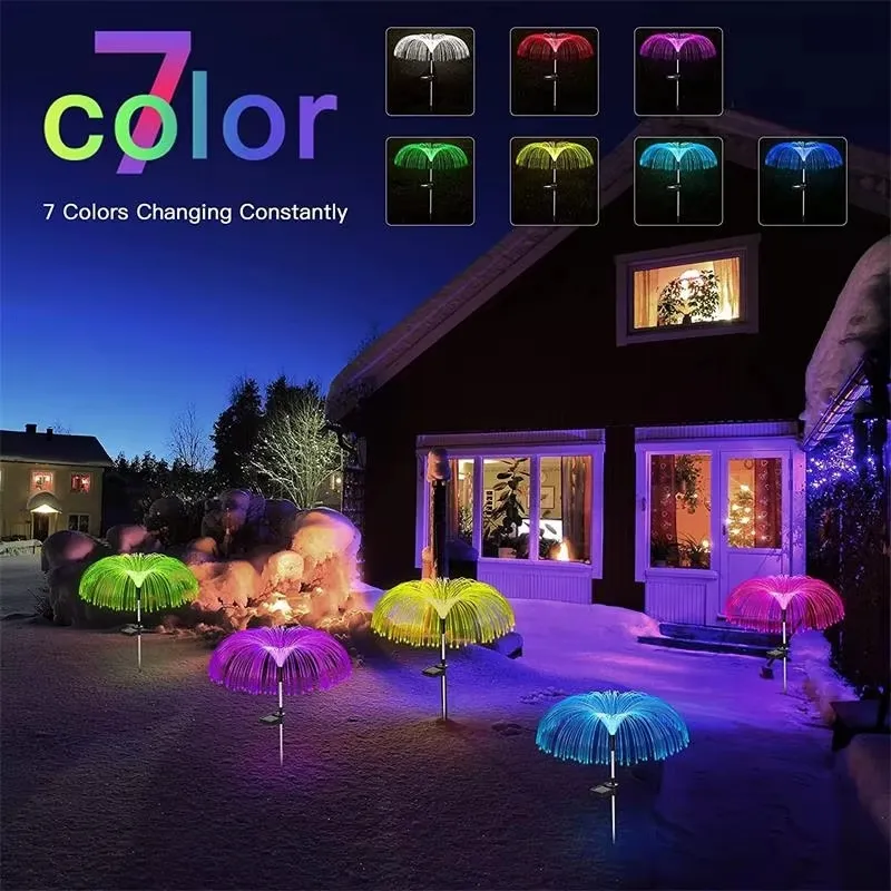 4-Piece Solar Powered Decorative Jellyfish Night Light