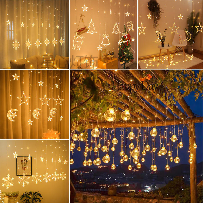 LED Star and Moon String Lights for Outdoor Camping for Christmas &amp; Ramadan Holiday Party Decorations