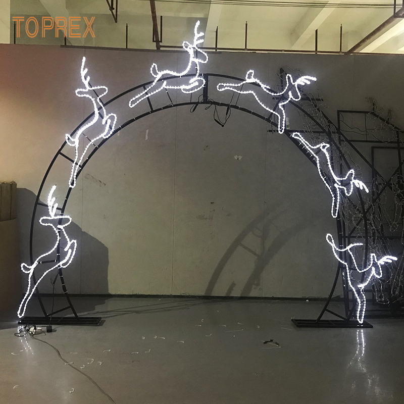 Toprex 2D Arch Deer Theme Lighting for Commercial Mall and Plaza Entrance Decor
