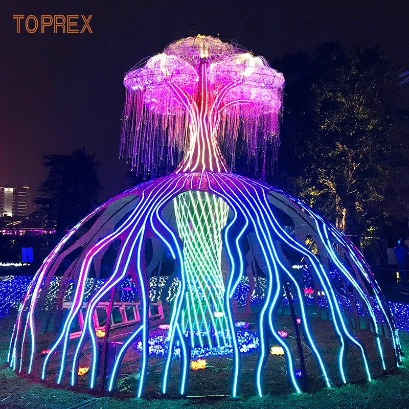 Toprex Festival String Lights 3D Fiber Optic LED Tree Shape Park Outdoor Motif Light