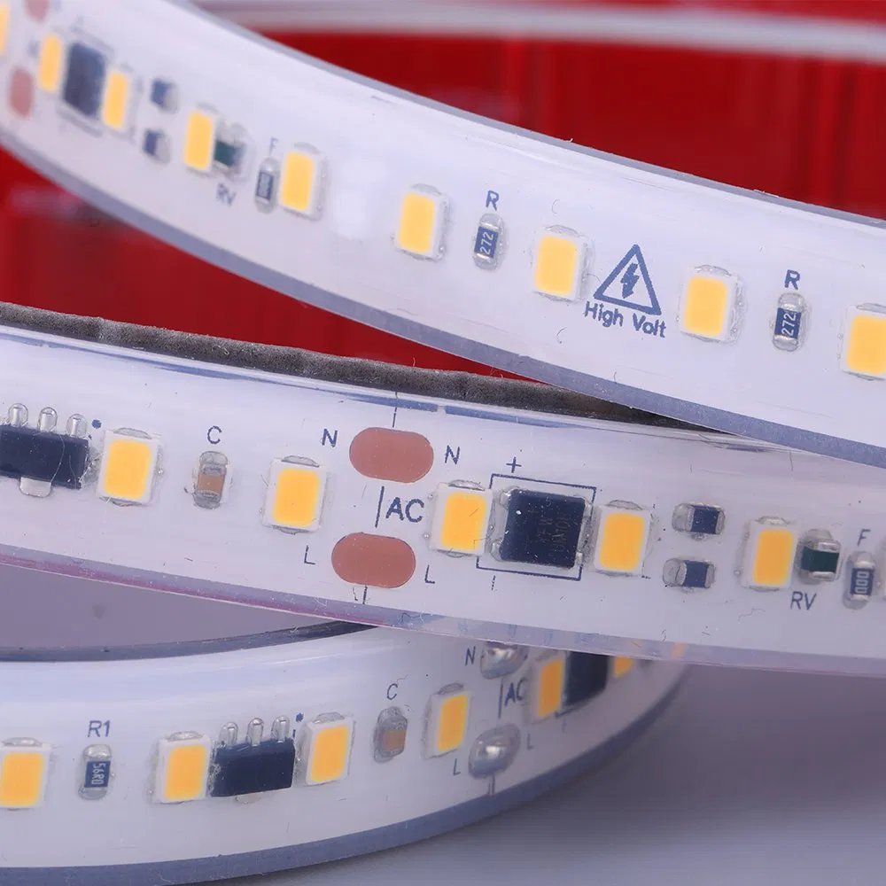 OEM ODM Flexible SMD 2835 High Volt LED Strip Light 220V 110V IP67 Waterproof Cutting 10cm 120LEDs/M 3000K 4000K 6500K for Outdoor Indoor
