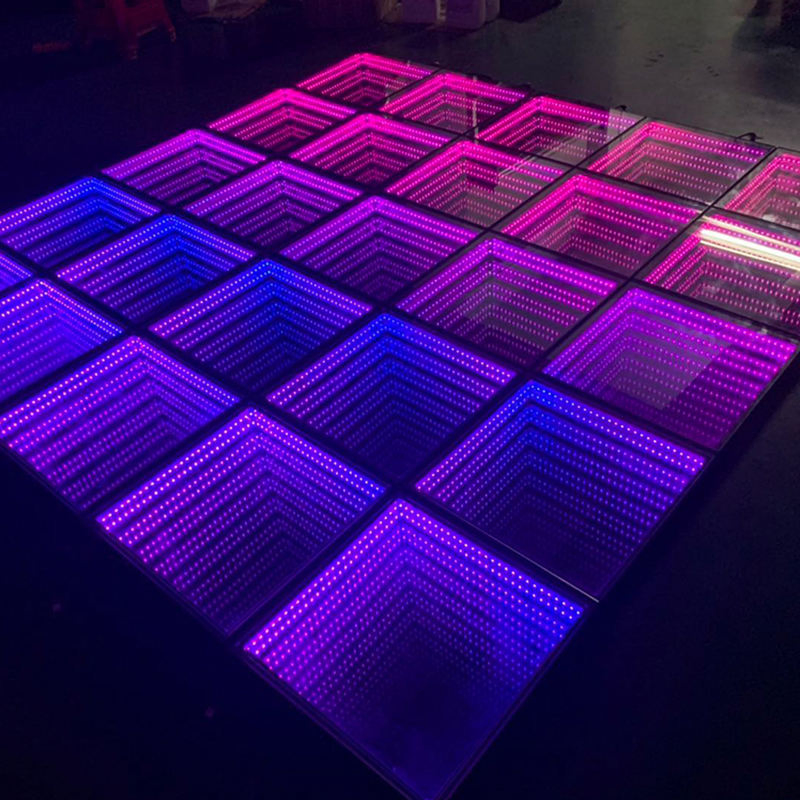 LED Dancing Floor Wedding Portable 3D Interactive LED Light up Floor Tile Light Infinity Mirror Wireless Floor Dance Light