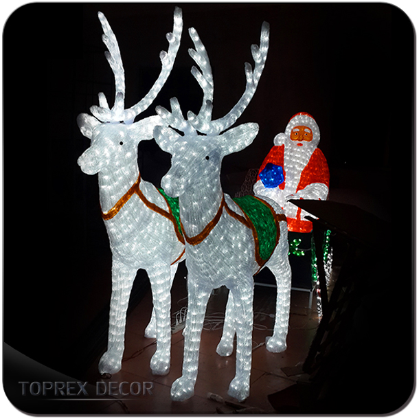 Toprex Outdoor Navidad Rooftop Silhouette Reindeer Sleigh with LED Lights