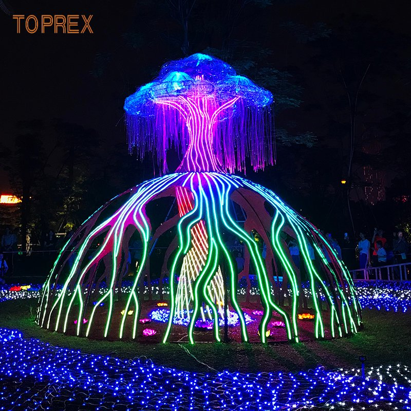Toprex Festival String Lights 3D Fiber Optic LED Tree Shape Park Outdoor Motif Light