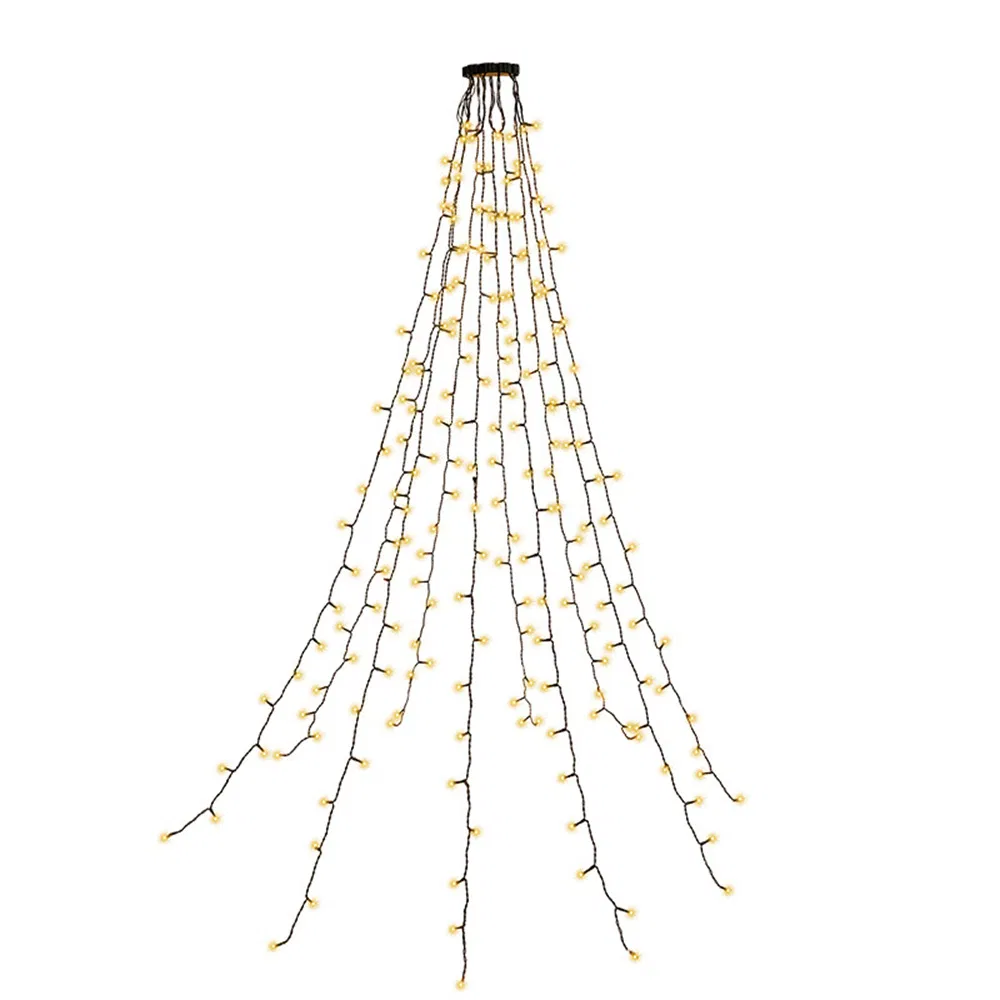 2m 280-Light Christmas Tree Decor Waterfall LED Light Strings, EU Plug - Warm White Light