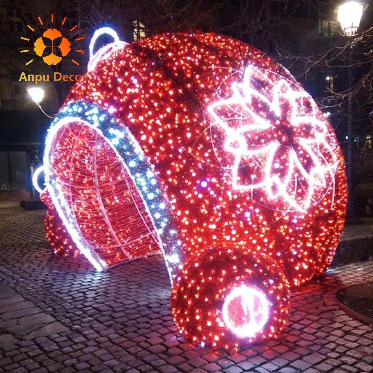 Large 3D LED Christmas Gift Box Motif Lights Outdoor Walk-Through Xmas Ball Arch for Festival Lighting Decoration