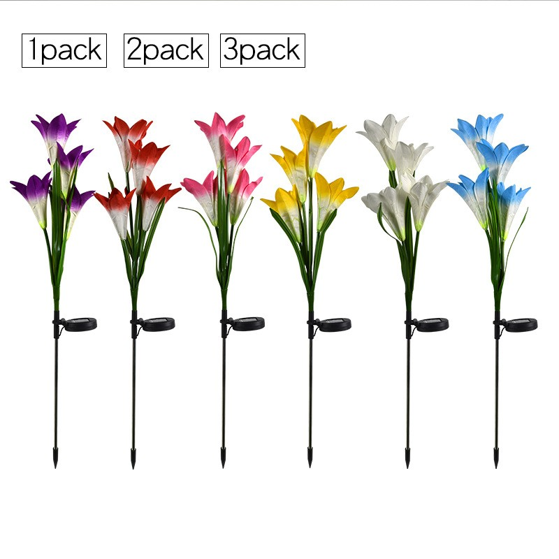 Solar Garden Stake Flower Lamp Outdoor Multi Color Changing LED Lily Powered Lawn Landscape Light
