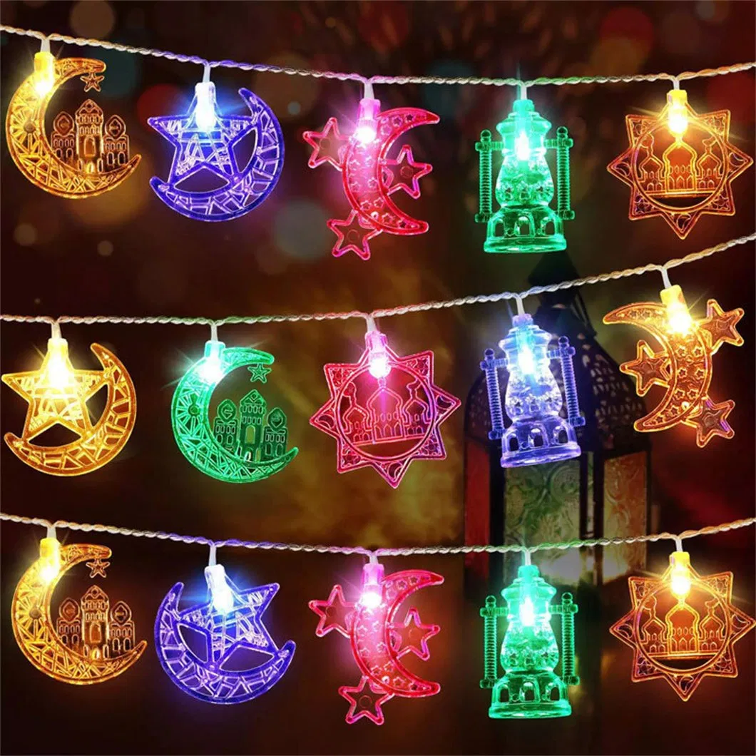 Moon Star Ramadan String LED Battery Operated Mubarak Fairy for Decorative Lights