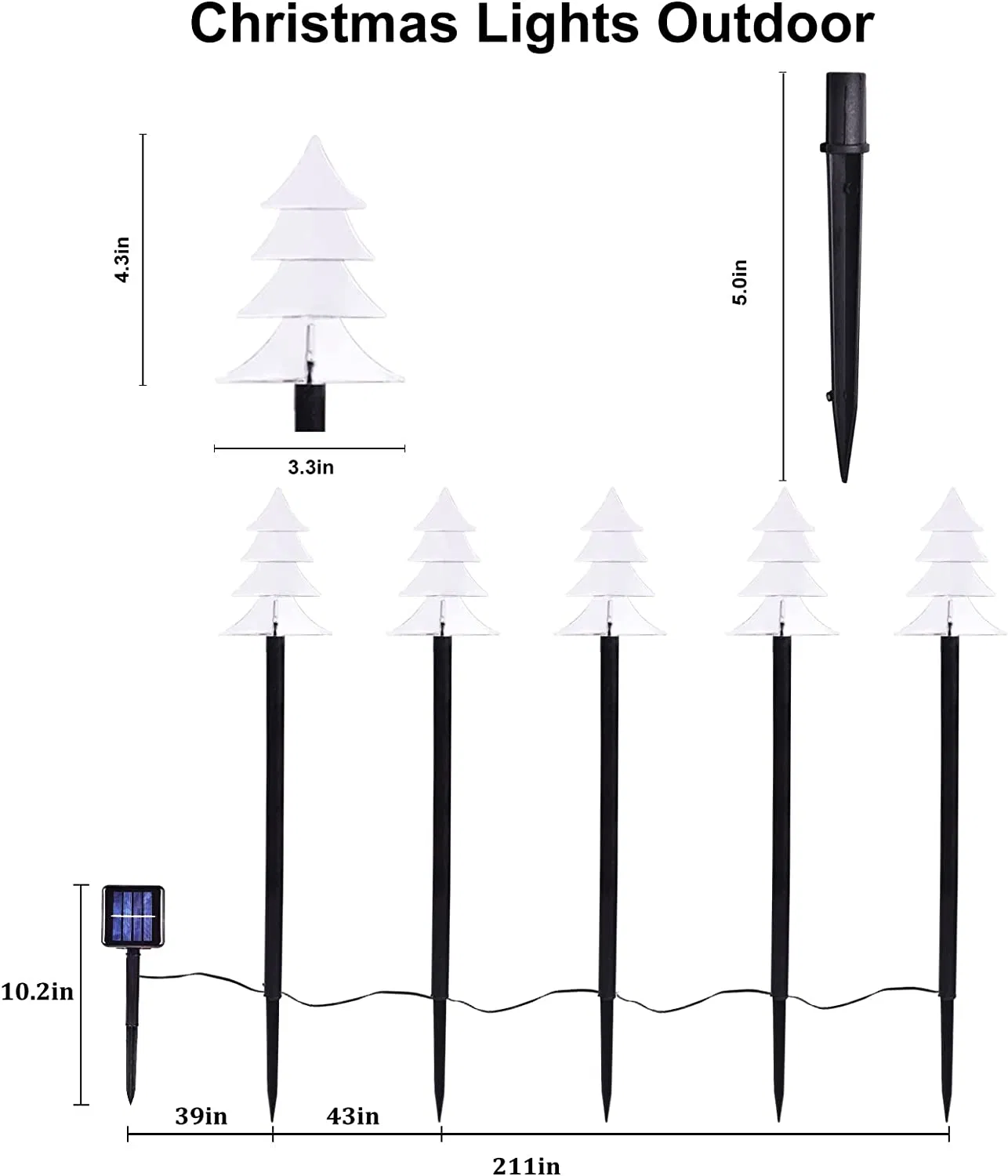 Christmas Solar Stake Lights Waterproof Landscape Christmas Lights