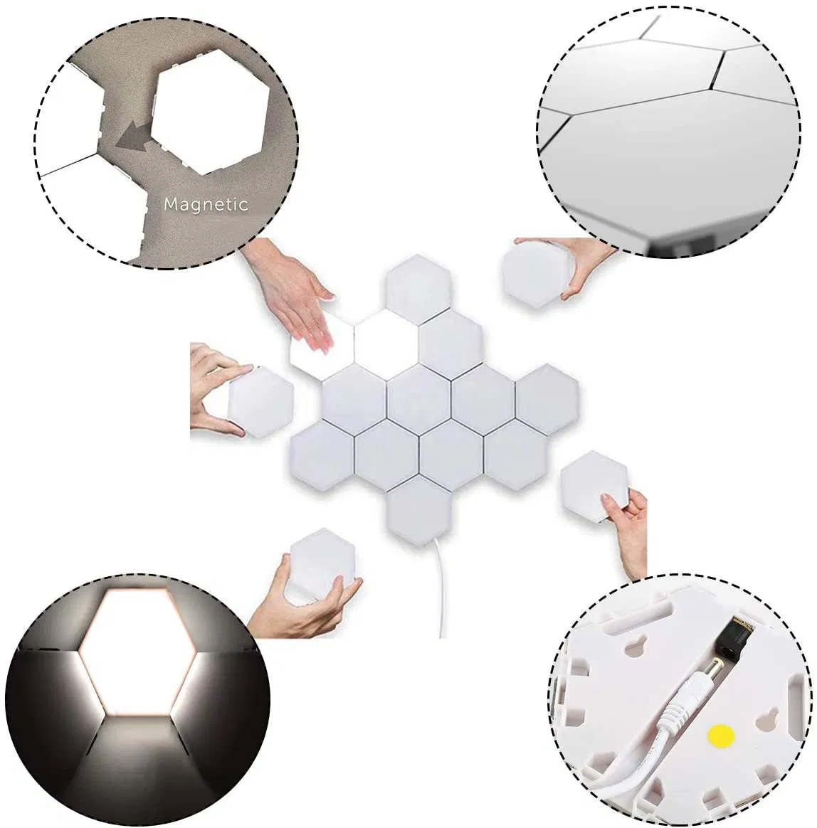 Hexagon Splicing RGB Lights Hexagonal Wall Sensor Light Modular Touch Sensitive Decorative Lamp DIY Glow Multicolor Night Sensor Light